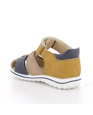 SANDALO PRIMIGI PRIMI PASSI BAMBINO SI.NABUK DELAV. SENAPE-BLU 7865500
