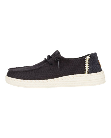 MOCASSINO HEY DUDE DONNA WENDY ESPANDRILLE WOVEN BLACK SLIP-ON HD.43681/001
