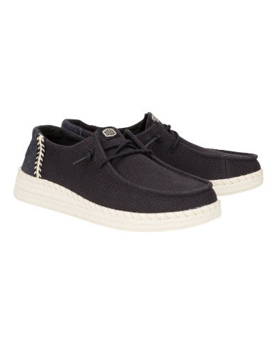 MOCASSINO HEY DUDE DONNA WENDY ESPANDRILLE WOVEN BLACK SLIP-ON HD.43681/001