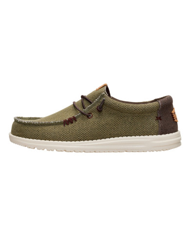 MOCASSINO HEY DUDE UOMO WALLY BRAIDED BURNT OLIVE/DELICIOSO BROWN HD.40003 3CI 