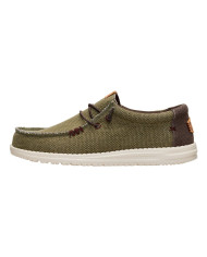 MOCASSINO HEY DUDE UOMO WALLY BRAIDED BURNT OLIVE/DELICIOSO BROWN HD.40003 3CI 