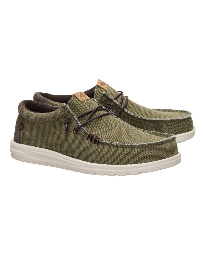 MOCASSINO HEY DUDE UOMO WALLY BRAIDED BURNT OLIVE/DELICIOSO BROWN HD.40003 3CI 