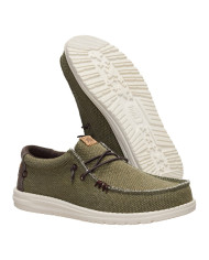 MOCASSINO HEY DUDE UOMO WALLY BRAIDED BURNT OLIVE/DELICIOSO BROWN HD.40003 3CI 
