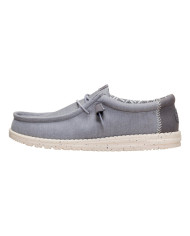 MOCASSINO HEY DUDE UOMO WALLY STRETCH CANVAS FLANNEL GREY/BONE WHITE HD.40700 1XA