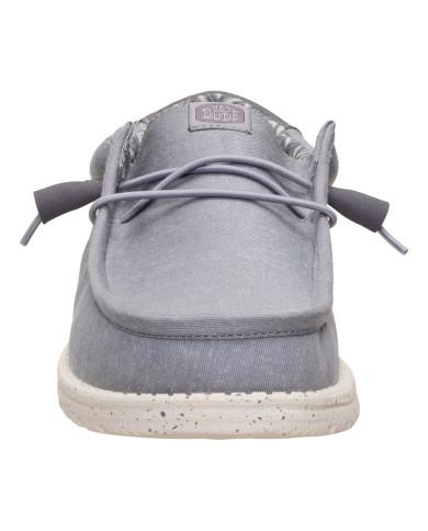 MOCASSINO HEY DUDE UOMO WALLY STRETCH CANVAS FLANNEL GREY/BONE WHITE HD.40700 1XA