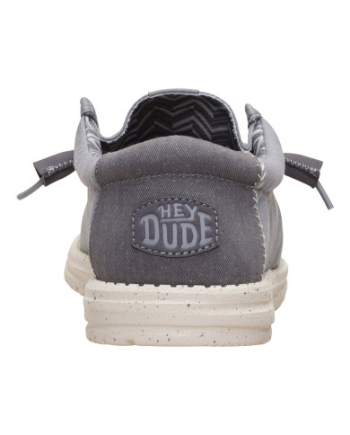 MOCASSINO HEY DUDE UOMO WALLY STRETCH CANVAS FLANNEL GREY/BONE WHITE HD.40700 1XA