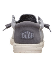 MOCASSINO HEY DUDE UOMO WALLY STRETCH CANVAS FLANNEL GREY/BONE WHITE HD.40700 1XA