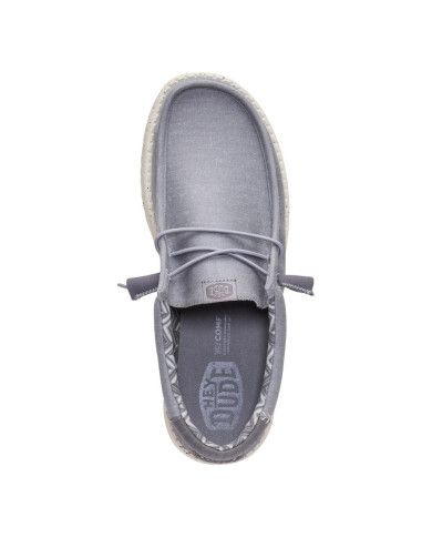 MOCASSINO HEY DUDE UOMO WALLY STRETCH CANVAS FLANNEL GREY/BONE WHITE HD.40700 1XA