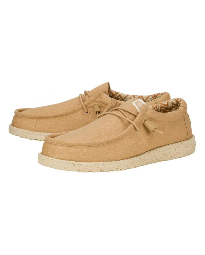 MOCASSINO HEY DUDE UOMO WALLY STRETCH CANVAS TAN HD.40700 265 
