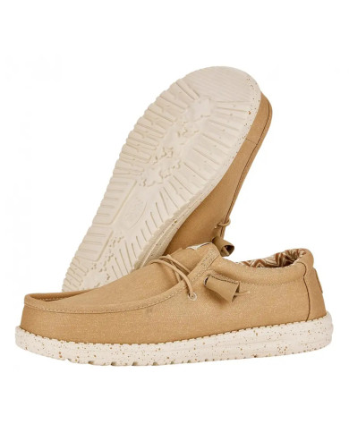MOCASSINO HEY DUDE UOMO WALLY STRETCH CANVAS TAN HD.40700 265 