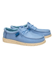 MOCASSINO HEY DUDE UOMO WALLY STRETCH CANVAS FADED DENIM/BOULDER TAN HD.40700 5DD