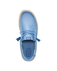 MOCASSINO HEY DUDE UOMO WALLY STRETCH CANVAS FADED DENIM/BOULDER TAN HD.40700 5DD