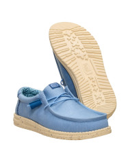MOCASSINO HEY DUDE UOMO WALLY STRETCH CANVAS FADED DENIM/BOULDER TAN HD.40700 5DD