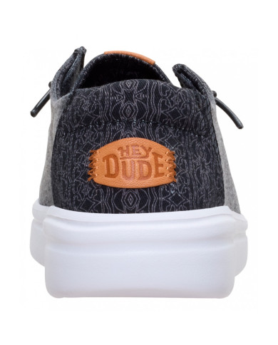 MOCASSINO HEY DUDE DONNA  WENDY RISE CHAMBRAY GRID BLACK HD.45274 001