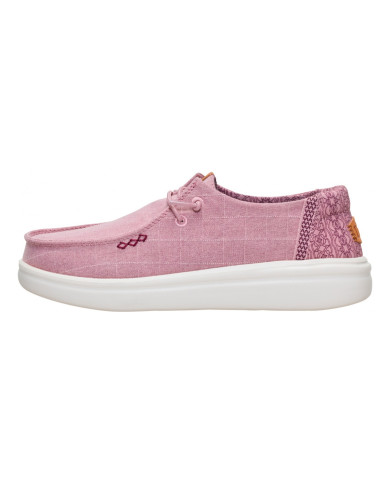MOCASSINO HEY DUDE DONNA  WENDY RISE CHAMBRAY GRID ROSE PURPLE HD.45274 5CG