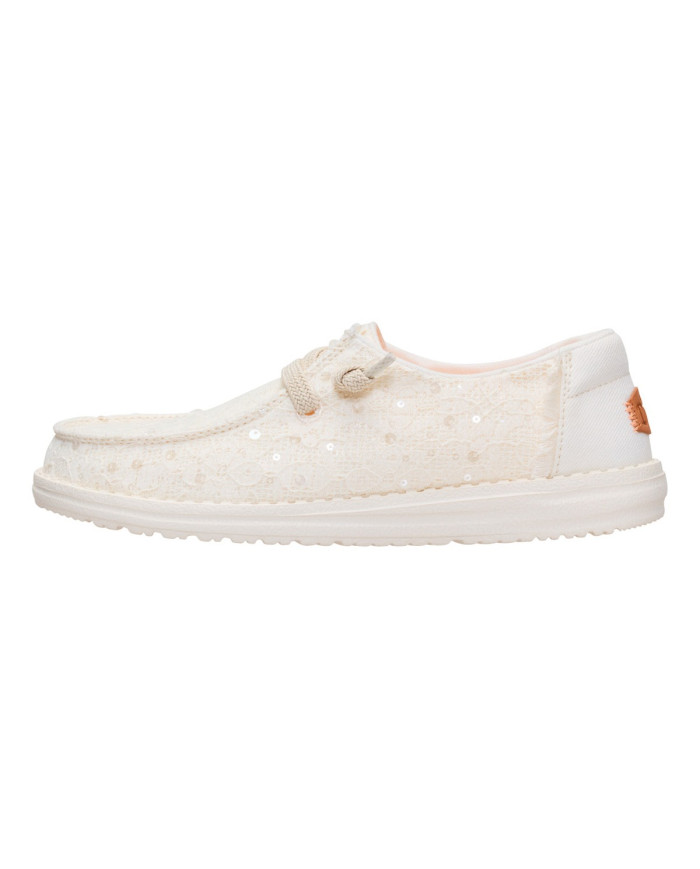 MOCASSINO HEY DUDE DONNA WENDY SEQUIN LACE  IVORY HD.45478 105