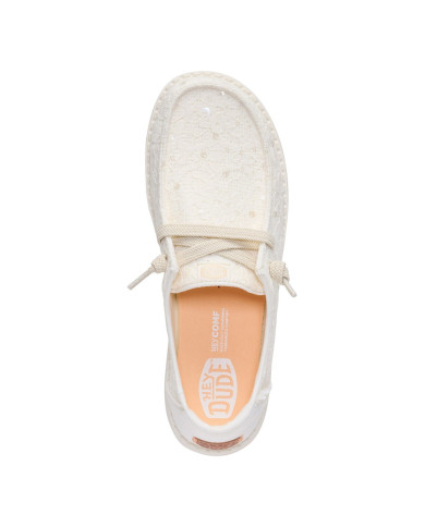 MOCASSINO HEY DUDE DONNA WENDY SEQUIN LACE  IVORY HD.45478 105