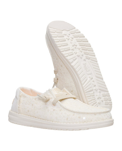 MOCASSINO HEY DUDE DONNA WENDY SEQUIN LACE  IVORY HD.45478 105
