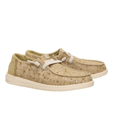 MOCASSINO HEY DUDE DONNA  WENDY SEQUIN LACE OLIVE GREY HD.45478 3VM