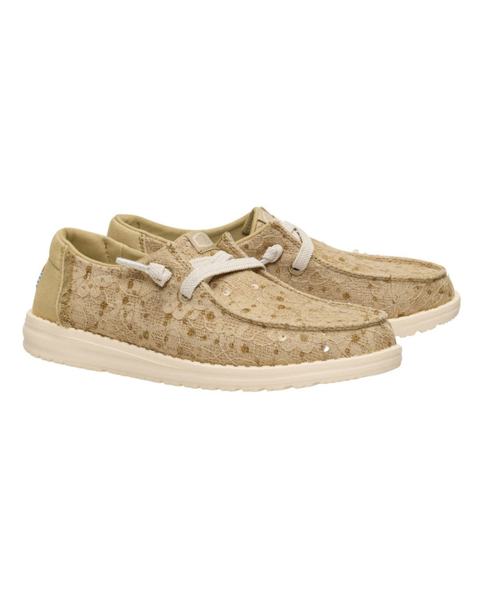 MOCASSINO HEY DUDE DONNA  WENDY SEQUIN LACE OLIVE GREY HD.45478 3VM