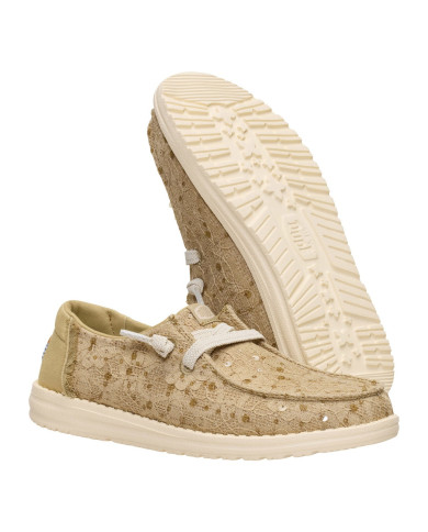 MOCASSINO HEY DUDE DONNA  WENDY SEQUIN LACE OLIVE GREY HD.45478 3VM