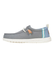 MOCASSINO HEY DUDE UOMO WALLY SUMMER LINEN MONUMENT GREY/FADED DENIM  SLIP-ON HD.43086 1UI