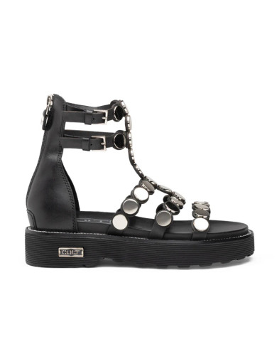 SANDALO CULT DONNA ZIGGY 4771 SANDAL W LEATHER BLACK/STUDS CLW477100