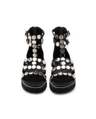 SANDALO CULT DONNA ZIGGY 4771 SANDAL W LEATHER BLACK/STUDS CLW477100