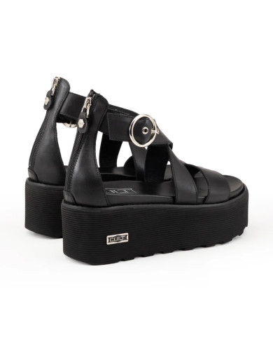 SANDALO CON ZEPPA CULT DONNA NANCY 4747 SANDAL W LEATHER BLACK CLW474700