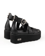 SANDALO CON ZEPPA CULT DONNA NANCY 4747 SANDAL W LEATHER BLACK CLW474700