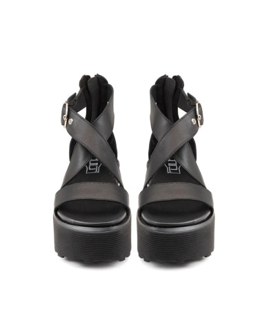 SANDALO CON ZEPPA CULT DONNA NANCY 4747 SANDAL W LEATHER BLACK CLW474700