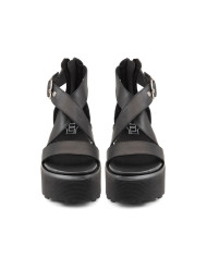 SANDALO CON ZEPPA CULT DONNA NANCY 4747 SANDAL W LEATHER BLACK CLW474700