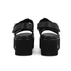 SANDALO CON ZEPPA CULT DONNA NANCY 4488 SANDAL W LEATHER BLACK CLW448800