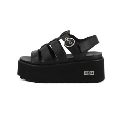 SANDALO CON ZEPPA CULT DONNA NANCY 4488 SANDAL W LEATHER BLACK CLW448800