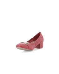 DECOLLETE' MELLUSO DONNA ROSSA IN PELLE CON FIBBIA DORATA E TACCO BASSO N412 ROSSO