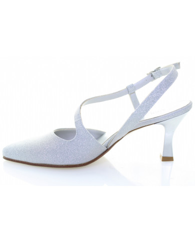 DECOLLETE' VERNISSAGE DONNA IN TESSUTO TACCO 7CM EFFETTO GLITTER E5P61C1 E5P61C1 COMETA ARGENTO