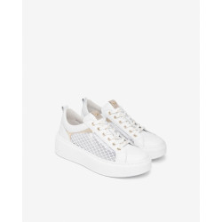 SNEAKERS NEROGIARDINI DONNA SKIPPER BIANCO T.PALLADIUM NET BIAN T.BRILL PLATINO 6074 PU. E615292D/707