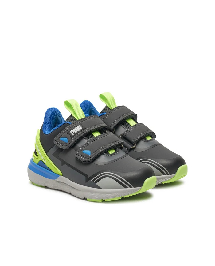SNEAKERS PRIMIGI BAMBINO NABUK PU GRIGIO/VER.FLUO 6961211 