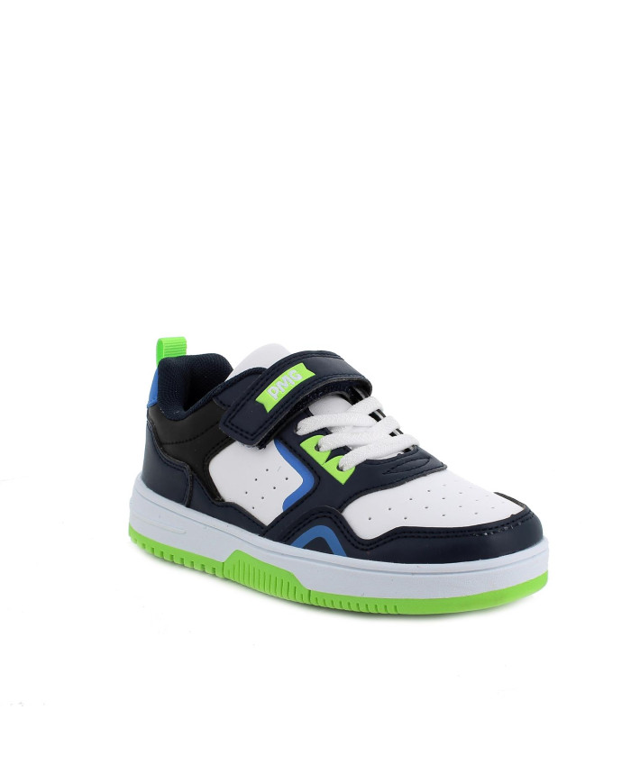 SNEAKERS PRIMIGI  BAMBINO NAPPA PU BIANCO-NAVY 6968044