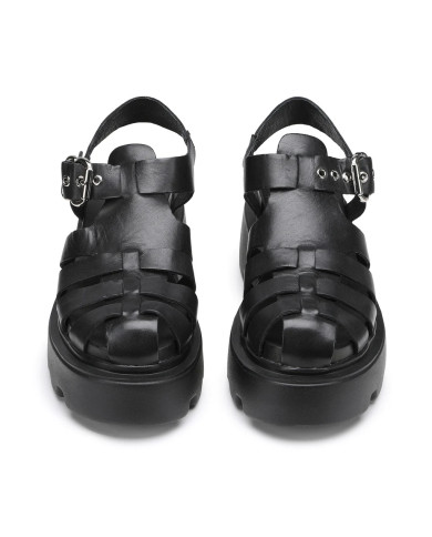 SANDALO CULT DONNA NEW ROCK 3657 SANDAL W LEATHER BLACK CLW365700