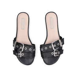 CIABATTE DONNA SANDY 12 - SLIPPER CALF BLACK SA6157P010222222
