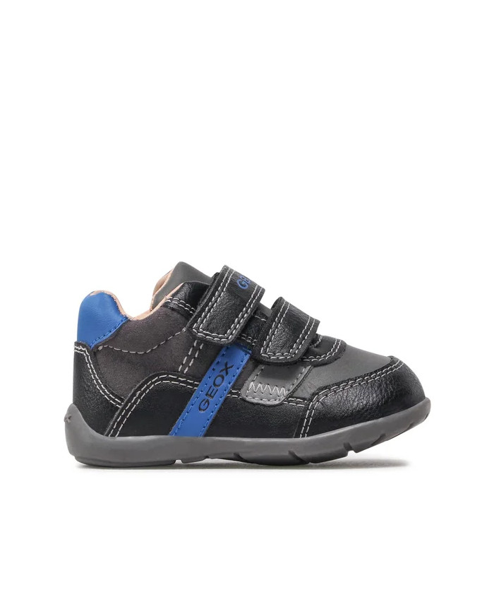 SCARPONCINO GEOX PRIMI PASSI BAMBINO ELTHAN B.A-WAX.SYNT.LEA  BLACK/ROYAL B041PA 000ME C0245