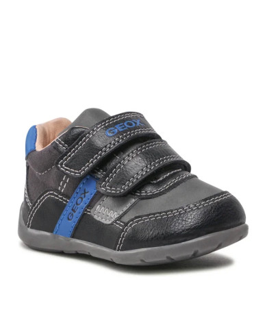 SCARPONCINO GEOX PRIMI PASSI BAMBINO ELTHAN B.A-WAX.SYNT.LEA  BLACK/ROYAL B041PA 000ME C0245