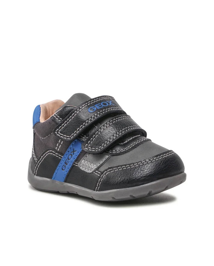 SCARPONCINO GEOX PRIMI PASSI BAMBINO ELTHAN B.A-WAX.SYNT.LEA  BLACK/ROYAL B041PA 000ME C0245