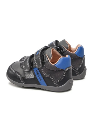 SCARPONCINO GEOX PRIMI PASSI BAMBINO ELTHAN B.A-WAX.SYNT.LEA  BLACK/ROYAL B041PA 000ME C0245