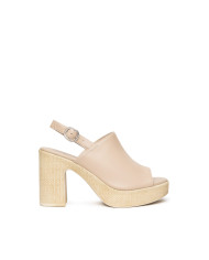 SANDALO CON TACCO NEROGIARDINI DONNA TAMIGI LINO PU.MONOD.MEDA BEIGE TACCO 6CM E617012D