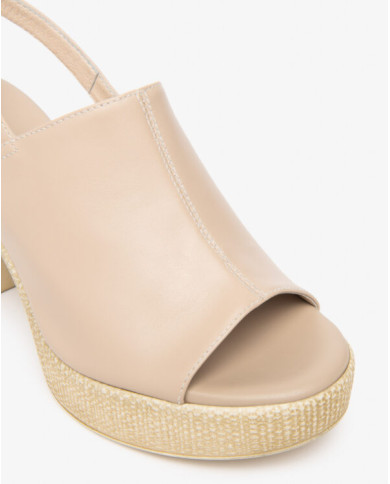 SANDALO CON TACCO NEROGIARDINI DONNA TAMIGI LINO PU.MONOD.MEDA BEIGE TACCO 6CM E617012D