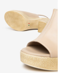 SANDALO CON TACCO NEROGIARDINI DONNA TAMIGI LINO PU.MONOD.MEDA BEIGE TACCO 6CM E617012D