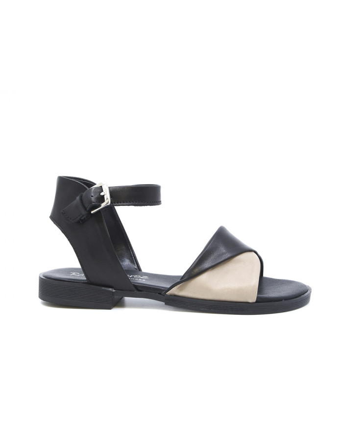 SANDALO BASSO RAQUEL PEREZ NAPA NEGRO BEIGE PISO DUQUESA ADRIATICHE 17576