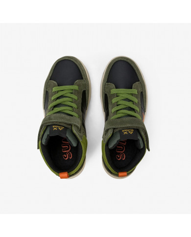 SNEAKERS SUN68 SHOE BOY'S GENIUS MID (KID) MILITARE SCURO TG:30-34 Z45335K 74